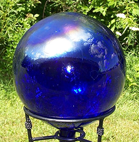 Glass Gazing Ball "cobalt Blue" 12 Inch By Iron Art Glass Designs