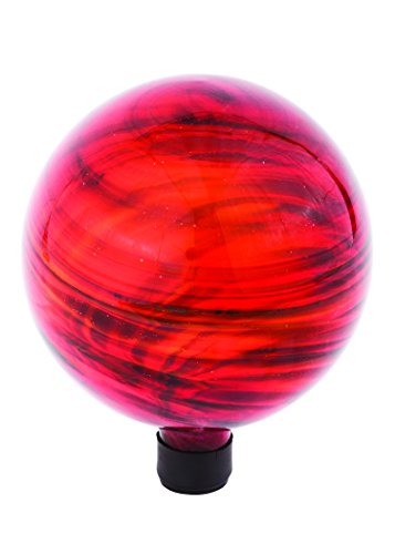 Russco Iii Gd137180 Glass Gazing Ball, 10", Red Swirl