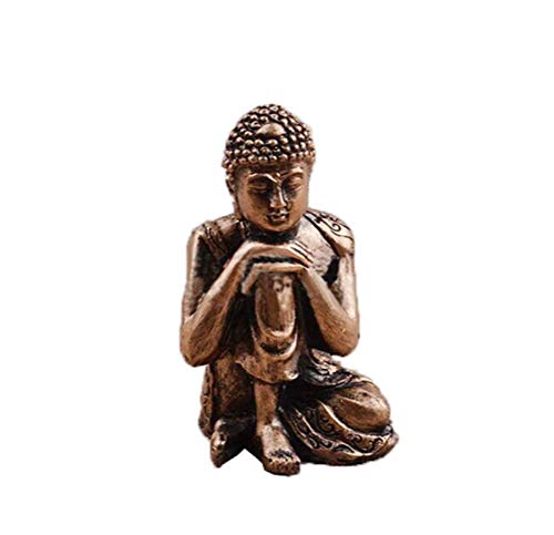 ASKJ Polyresin Buddha Statue Mini Sitting Zen Buddha Statue Retro Meditating Indoor Home Decor Outdoor Garden Ornament Statue Gold Bronze