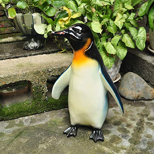 Bishelle Best Decorative Arts Indoor and Outdoor Idyllic Countryside Painted Cute Penguin Decoration Home Garden Outdoor Garden Ornaments Standing Art Color  Black Size  M