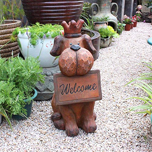 QERNTPEY-Outdoor Garden Ornaments Cute Crown Dog Welcome Sign Fun Garden Decor Figurine Welcome Statues Garden Accessories Miniature Statu Art Décor Color  C2 Size  As Shown