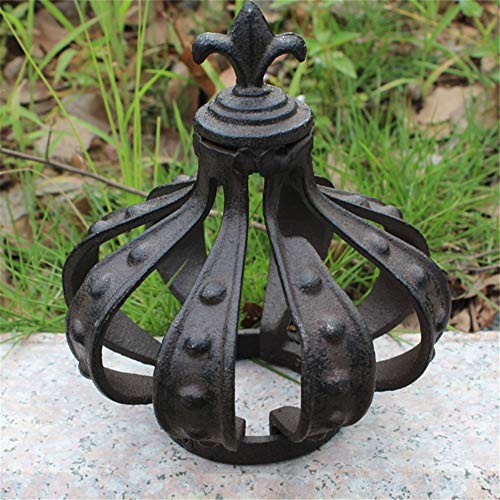 QERNTPEY-Outdoor Garden Ornaments Small Art Cast Iron Retro Garden Decoration Metal Ornament Figurine Crown Flower Stand for Home Office Art Décor Color  Black Size  As Shown