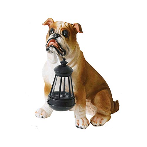 Sungmor Resin Solar Powered Illuminated Dog Statue  Outdoor Garden Ornaments with Lantern Lights  Creative Garden Courtyard Home Solar Light Dog Statue Decorations