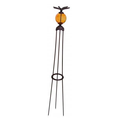 Dragonfly Cast Iron Glass Globe Garden Stake 45-inch Globe Color Varies Outdoor Yard Art