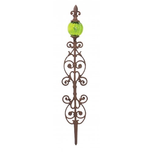 Fleur De Lis Cast Iron Glass Globe Garden Stake 32-inch Globe Color Varies Outdoor Yard Art