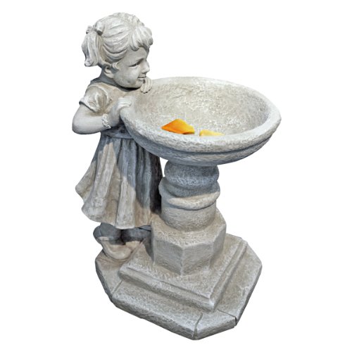 Design Toscano Georgina's Garden Gaze Child At Birdbath Statue