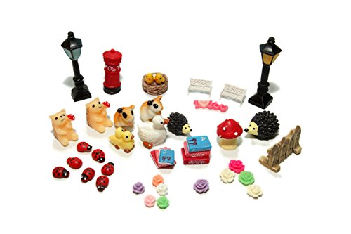 48pcs Fairy Garden Dollhouse Miniature Ornament Diy Kit With Storage Box