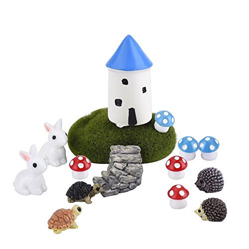 Eboot 15 Piece Miniature Garden Fairy Ornaments Diy Dollhouse Decoration Castle Kit
