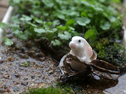 Ginsco Miniature Ornament Figurine Fairy Garden Bunny In A Leaf Boat
