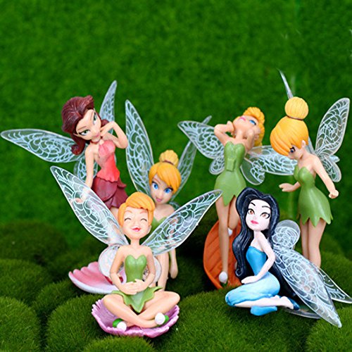 6pcs Flower Pixie Fairy Miniature Figurine Dollhouse Garden Ornament Decoration