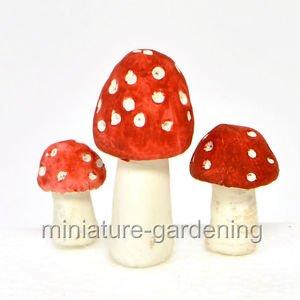 Miniature Fairy Garden Polka Dot Mushrooms Set Of 3