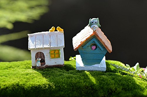 SUN-E 2 In Set Moss fairy Miniature Fairy Garden animal House Statue Home Decoration Outdoor Decor