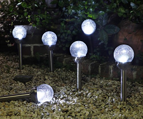 Grand Patio Crackle Glass Globe Solar Path Lights Weather-Resistant Solar Garden Lights Landscape Solar Lights Outdoor Set of 4