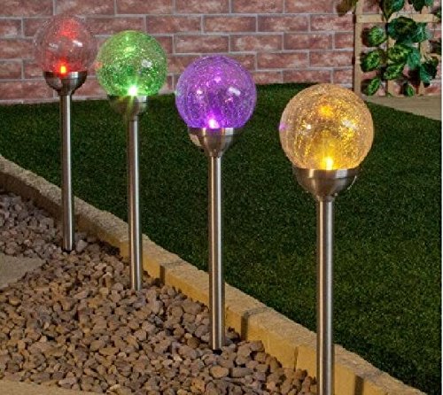Idealdecos Colorful Crackle Glass Globe Solar Lightsolar Pathway Lightssolar Garden Lightssolar Led Lights