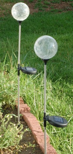 Solaration 1003-2 Crackle Glass Globe Solar Lawn Light 35 Dia 2 Pack PackageQuantity 2 Model Lawn Glass Globe 1 Home Garden Store