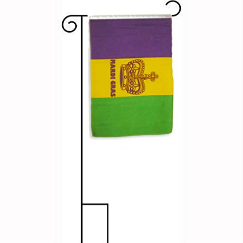 12x18 12x18 Mardi Gras Crown Sleeved w Garden Stand Flag