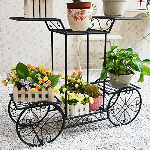 Dazone Metal Cart Flower Rack Display Garden Tree Home Decor Patio Plant Stand Holder