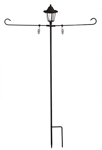Evergreen Solar Powered Lantern Dual Garden Flag and Door Hanger Stand