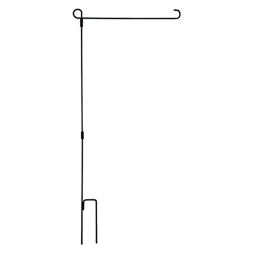 Henri Wrought Iron Garden Flag Stand Collapsible Holder - Black