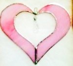 5&quot Stained Glass Pink Heart Suncatcher With Crystal