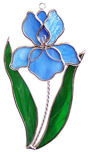 Blue Iris Stained Glass Suncatcher stand Sold Separately