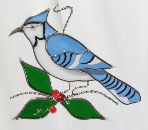 Blue Jay Stained Glass Suncatcher