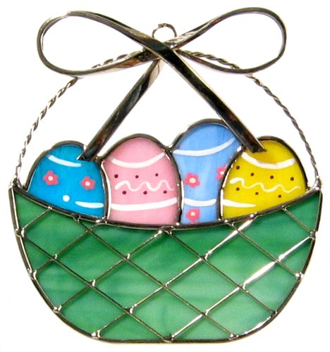 Easter Basket with Eggs Stained Glass Suncatcher