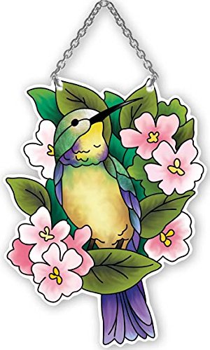 Hummingbird Lilies Stained Glass Suncatcher SSD1006R