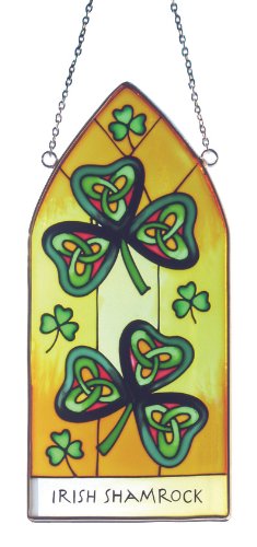 Irish Shamrock Suncatchers - shamrock gothic stained glass plaque window hanging Irish gift shipped from Ireland