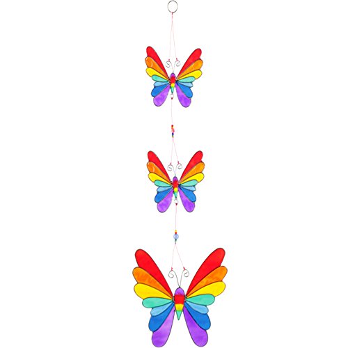 Large Colorful Rainbow Stained Glass String Of Butterfly Suncatcher Beautiful Garden Decoration