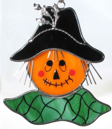 Stained Glass Scarecrow Head Suncatcher