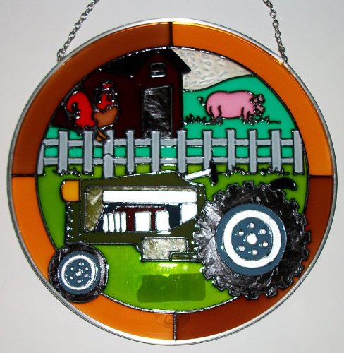 Stained Glass Suncatcher - Tractor Rooster Pig 6