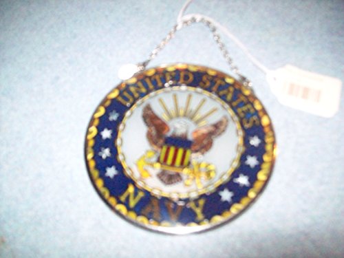 Amia Hand Painted Glass Suncatcher with United States Navy Logo 3-12-Inch Circle