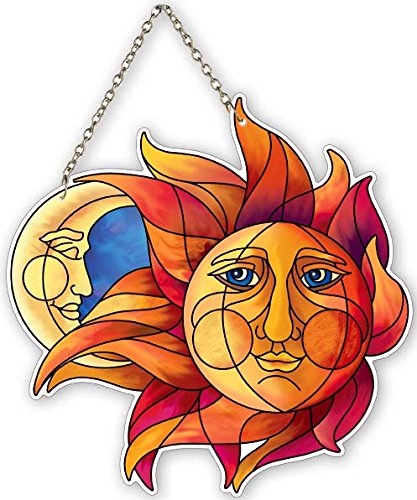 Joan Baker Designs SSE1002 Sun and Moon Art Glass Suncatcher 5-14 by 7-Inch