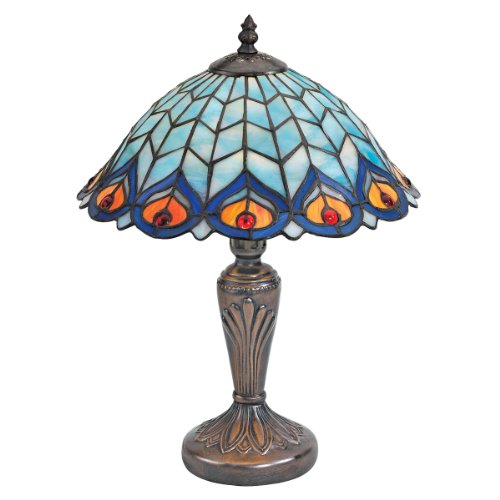 Design Toscano Peacock Feathers Stained Glass Lamp