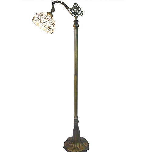 Elegant Floor Lamp With Stained Glass Shade And Sculpted Metal Base Nuomeiju Nmj063