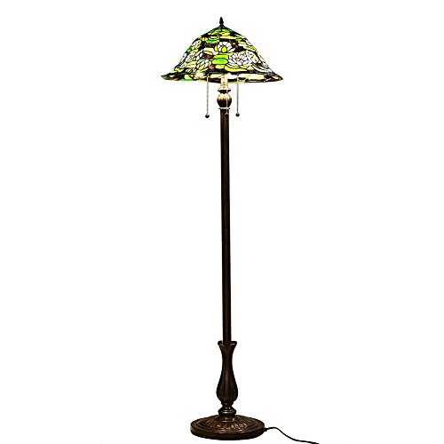 Floor Lamp With Stained Glass Shade And Sculpted Metal Base&65292nuomeiju Nmj051