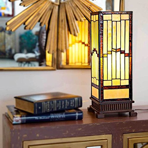 River Of Goods Mission-style Stained-glass Rustic 17-inch Hurricane Accent Lamp