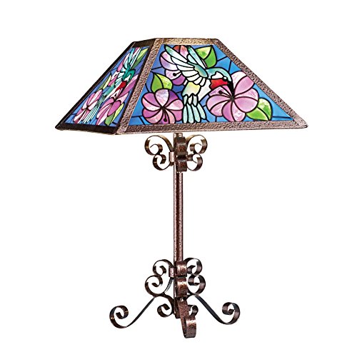 Solar Stained Glass Hummingbird Table Lamp