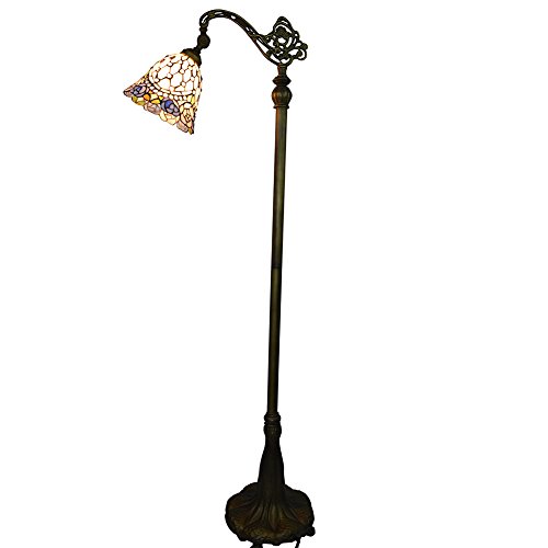 Vintage Floor Lamp Stained Glass Shade And Sculpted Metal Basenuomeiju Nmj082