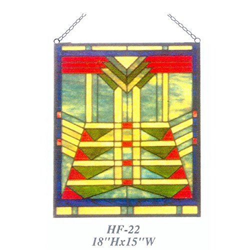 HDO Glass Panels HF-22 Tiffany Style Stained Church Art Glass Window Hanging Glass Panel Suncatcher 18 Hx15 W