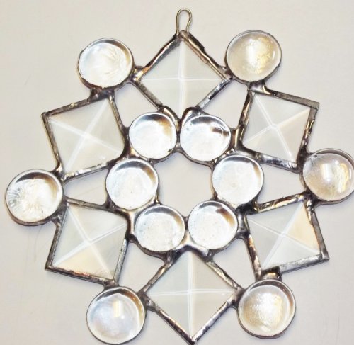5 Stained Glass Clear Snowflake Suncatcher