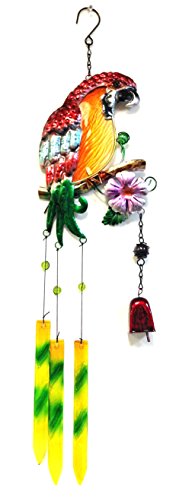 Bejeweled Display&reg Beautiful Parrot W Stained Glass Wind Chimes Bell