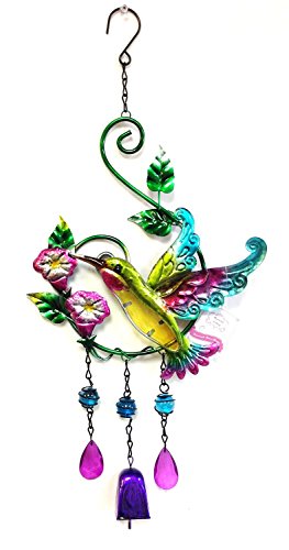 Bejeweled Display&reg Hummingbirdamp Flower W Stained Glass Wind Chimes Bell