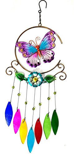 Bejeweled Display&reg Unique Beautiful Butterfly W Stained Glass Wind Chimes