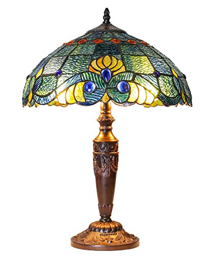 River of Goods 15041 Tiffany Style Stained Glass Swirling Shells Table Lamp 20 H