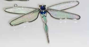 Stained Glass Dragonfly Suncatcher BLUE BODY
