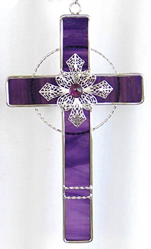 Stained Glass Filigree Cross - GRAPEPURPLE