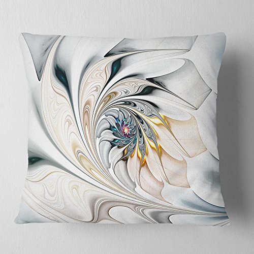 Designart White Stained Glass Art Floral Throw Living Room Sofa Pillow Insert  Cushion Cover Printed On Both Side 18 in x 18 in
