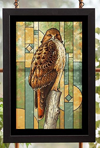 Red-Tailed Hawk Stained Glass Art by John S Wilson